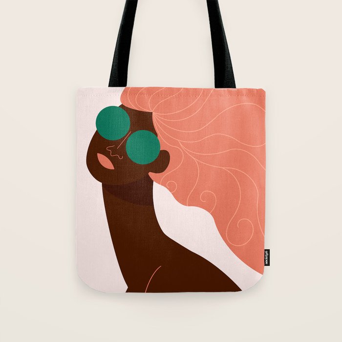 Abstract Woman, Green Sunglasses Tote Bag