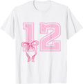 12 Years Old Birthday Girl Coquette Pink Bow Aesthetic T-Shirt