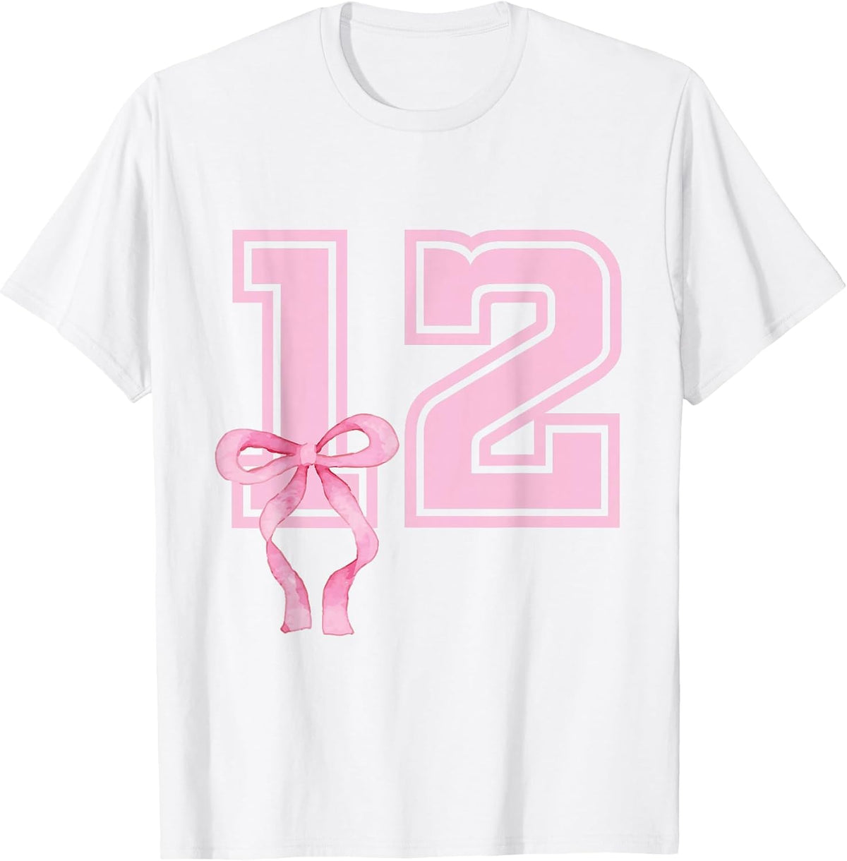 12 Years Old Birthday Girl Coquette Pink Bow Aesthetic T-Shirt