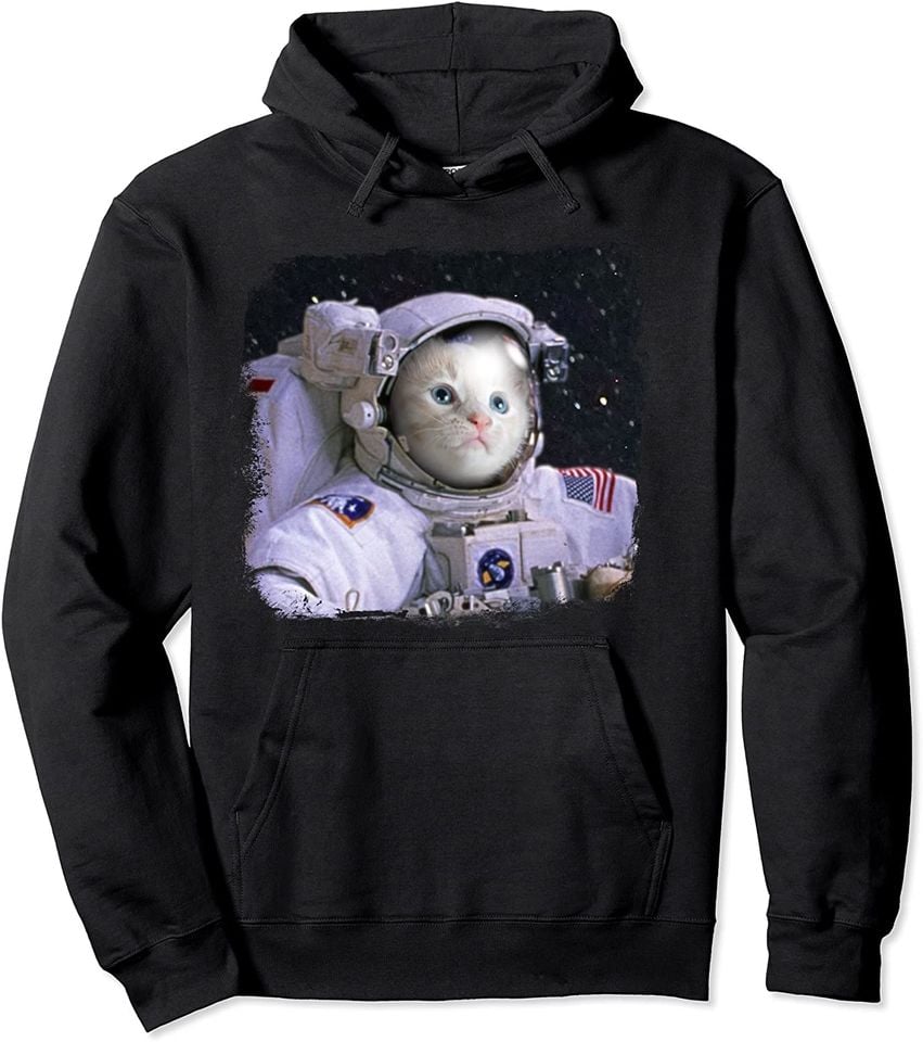 Astronaut Force Cute Nerdy Cat in Space Pullover