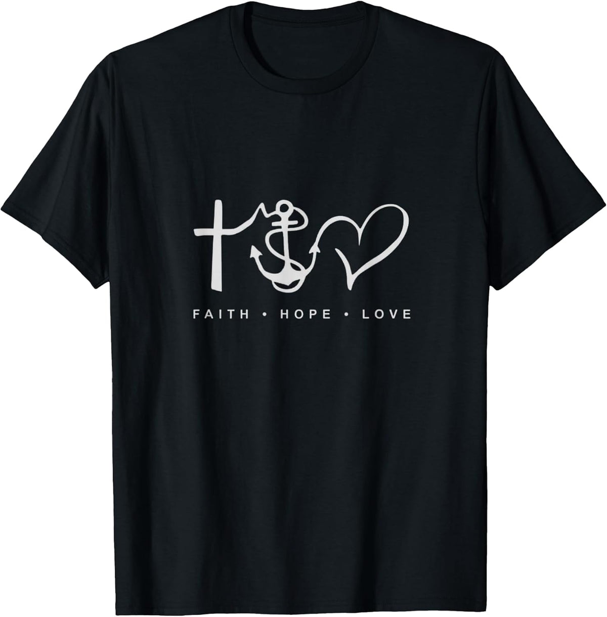 Collection Faith Hope Love Minimalist Design Anchor Heart T-Shirt
