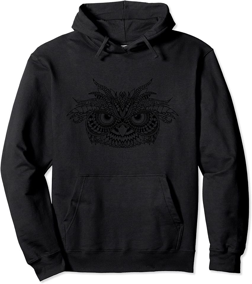 Angry Owl Eyes Owl Bird Mandala Artwork Pullover