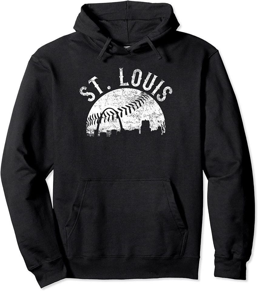 Mens Vintage St Louis Skyline Womens STL Baseball Pullover