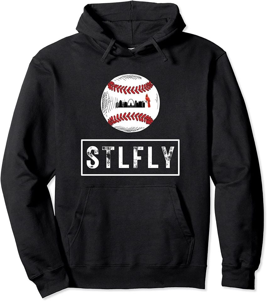 STLFLY #STLFLY St. Louis Baseball Tshirt, Skyline, Red Pullover
