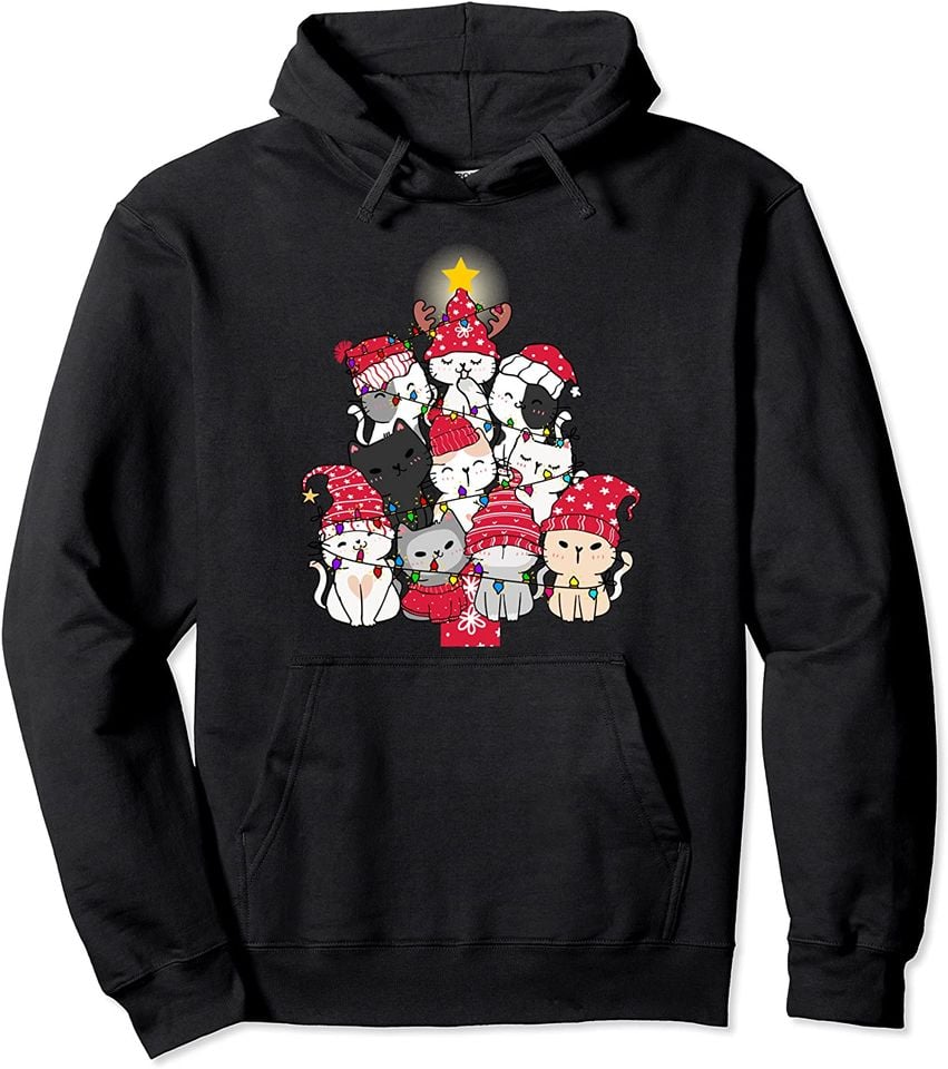Cat Christmas Tree Cat Lover Kittens Meowy Catmas Pullover