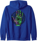 Trippy Color Psychedelic Hamsa Hand Trippy Colorful Third Eye Green Swirl