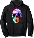 Watercolor Splash Human Skeleton Skull Watercolor Rainbow Splash Pullover
