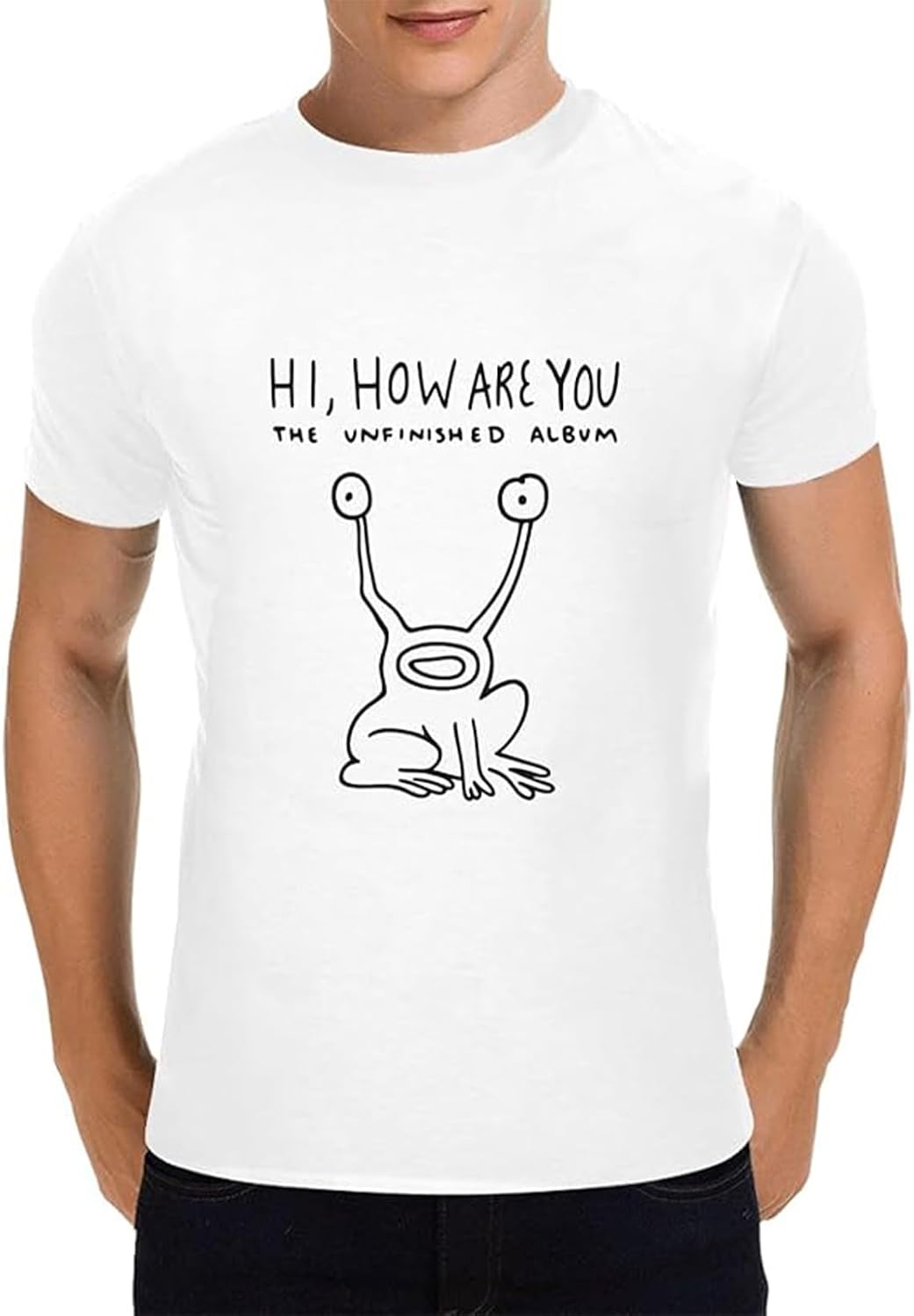 Minimalist Cotton T-Shirt Frog Men's Graphic tee Shortsleeve T-Shirt Hi How are You Album Cover Trendy Loose Fit