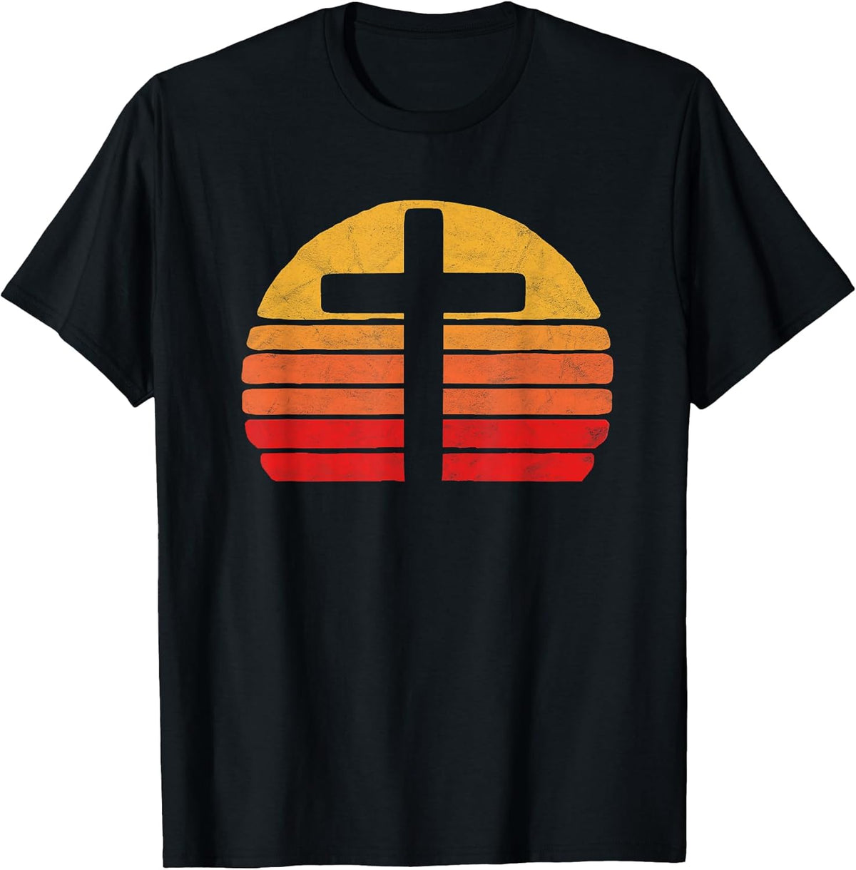 Vintage Christian Cross Retro 80's Style Sun Minimalist T-Shirt