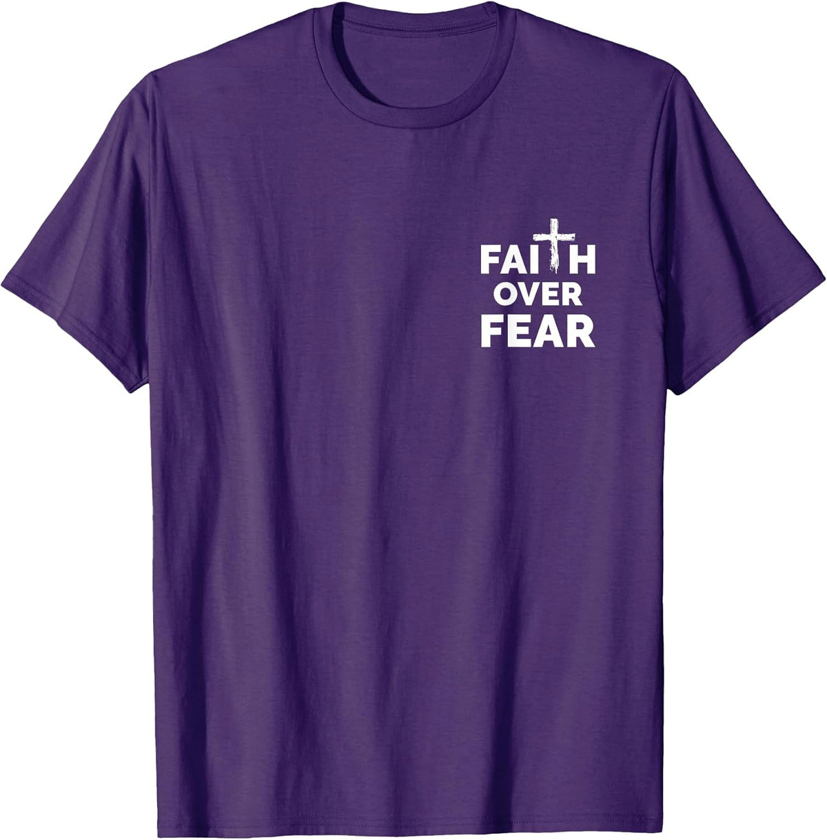 Christian Religious Cross Faith Over Fear Minimalist T-Shirt