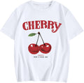 Cherry Shirt Women Fruit Graphic Printed Tshirt Vintage Tees Aesthetic Cute Preppy Cherries Shirts Casual Tops
