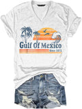 Gulf of Mexico T Shirt Graphic Mexico Shirts for Women Retro Beach Tops