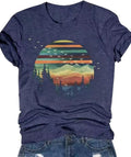 Adventure Awaits Outdoor Graphic T Shirt Women Retro Colorful Print Tees Hike Mountain Nature Travel Shirt Workout Tops
