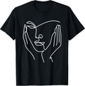 Aesthetic Line Art Woman Abstract Fashion Minimalist Drawing T-Shirt