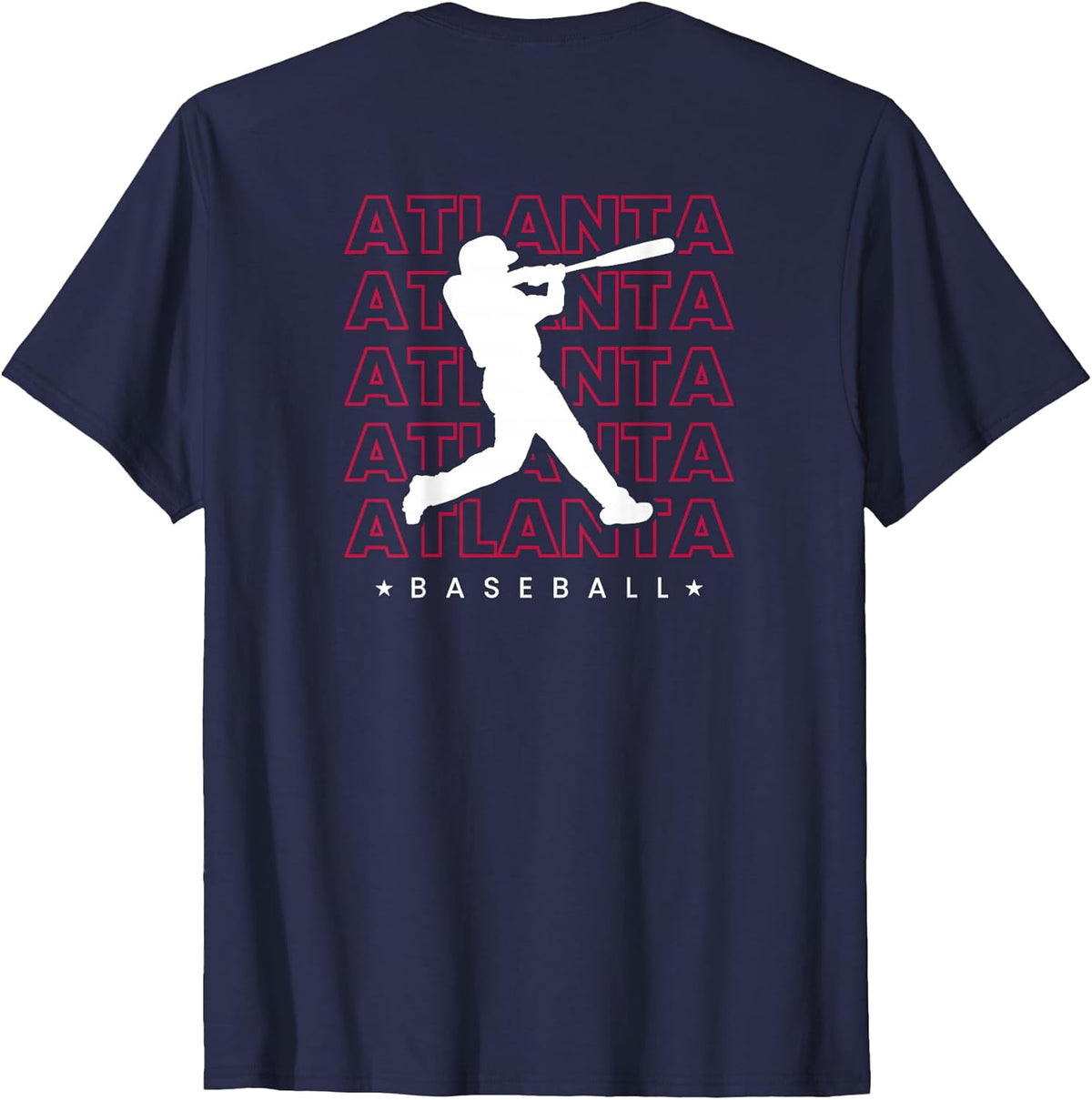 Atlanta Baseball Minimalist Backprint Retro Baseball Lover T-Shirt