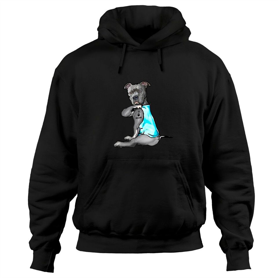 Pitbull Tatoos I Love Mom Tattoo Pitbull Dog Lover Women Pullover