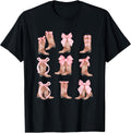 Cowgirl Boots Coquette Aesthetic and Pink Bows Y2K Birthday T-Shirt