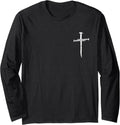 Christian Minimalist Three Nails Cross Religious Jesus Crist Long Sleeve T-Shirt