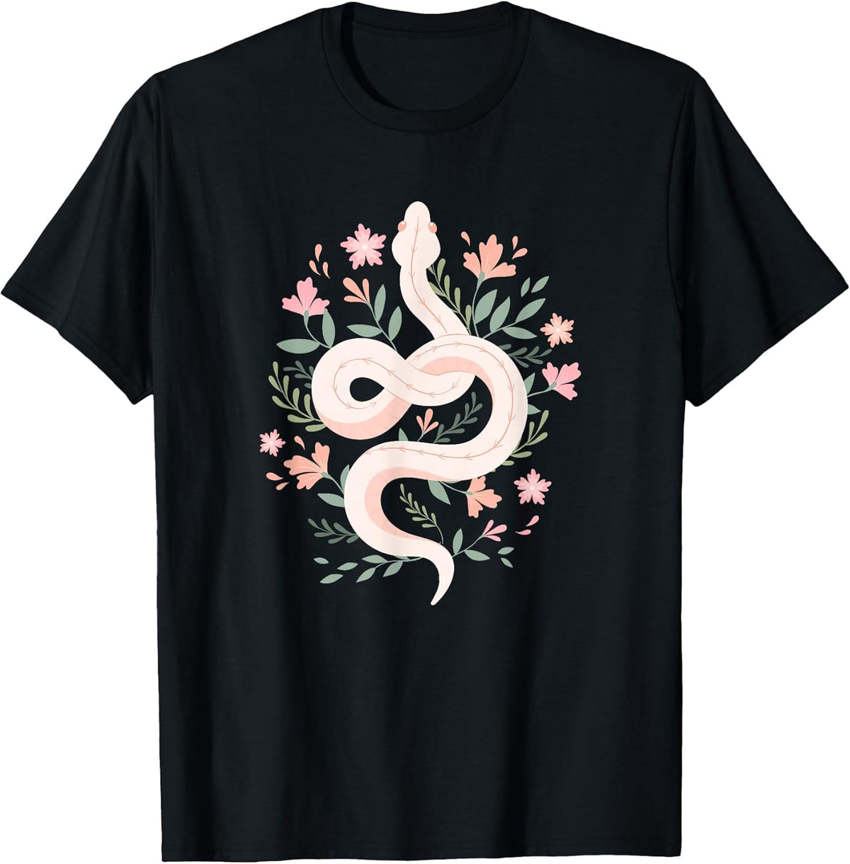 Aesthetic Graphic Tees Mystical Snake Flower Pastel Goth T-Shirt