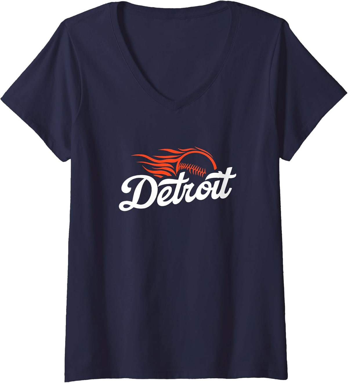 Womens Detroit Baseball Vintage Minimalist Retro Baseball Lover V-Neck T-Shirt