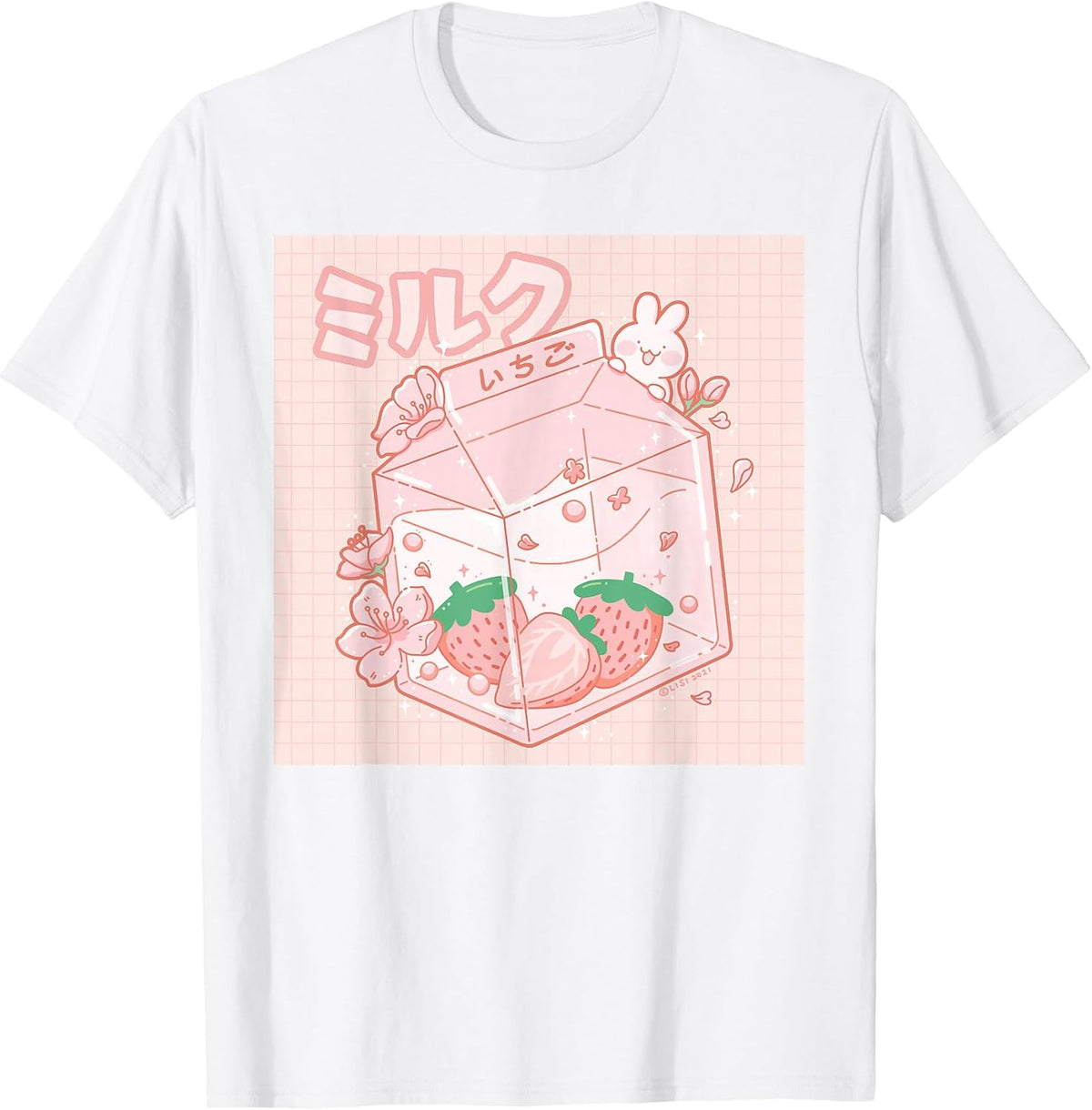 Strawberry Milk Bunny Japanese Kawaii Anime Aesthetic T-Shirt