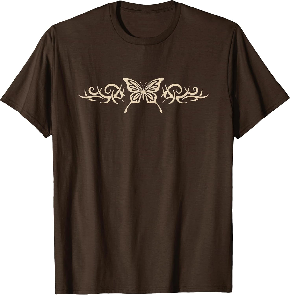Brown Butterfly Tattoo Fairycore Dark Grunge y2k Aesthetic Short Sleeve T-Shirt