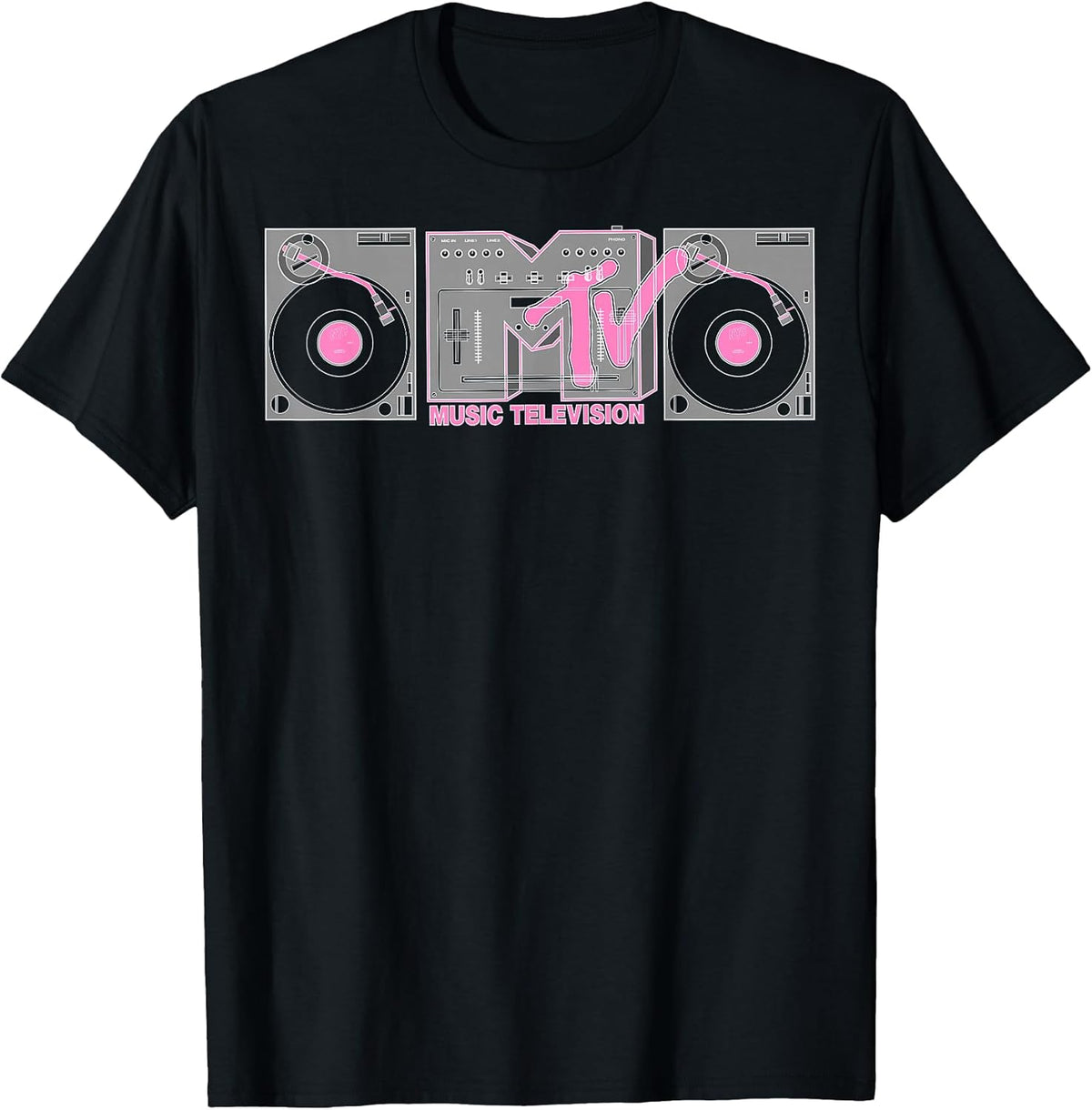 Retro Pink and Gray Boombox Logo Graphic T-Shirt T-Shirt