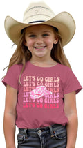 Toddler Girl Leopard Cowboy Hat Graphic Tshirt Retro Western Cowgirl Shirt Let's Go Girls Print Short Sleeve Tee Top
