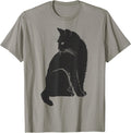Minimalist Cute Black Cat Owner Feline Art Kitten Lover T-Shirt Small