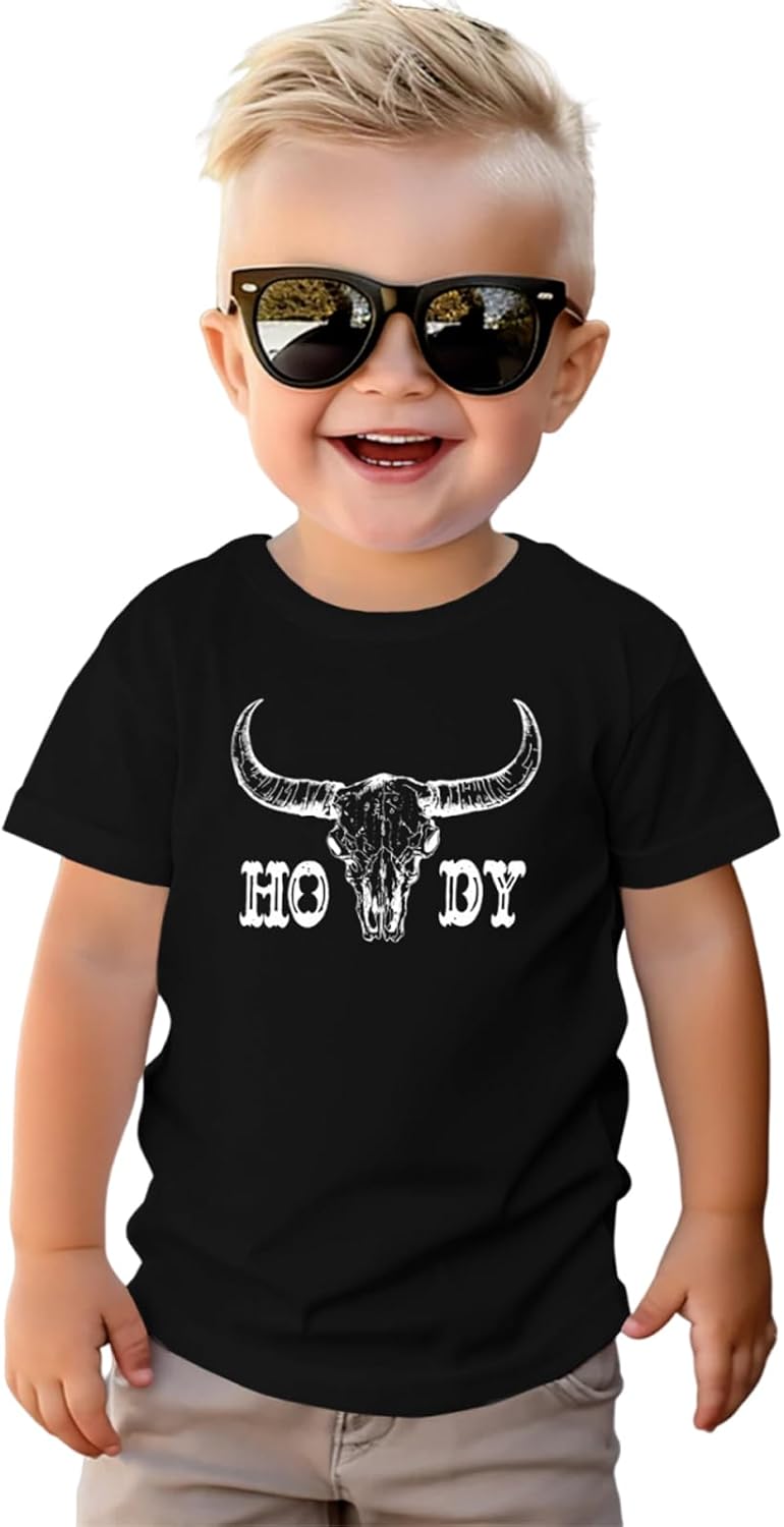 Toddler Boy Girl Howdy Shirt Rodeo Cowboy T-Shirt Retro Western Graphic Tee Kid Funny Summer Short Sleeve Tops