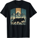 Vintage Wolf Graphic Tee Mountains Nature Men Women Retro T-Shirt