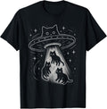 Funny Cat UFO Cute Kitty Space Spaceship Alien Aesthetic T-Shirt