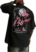 Men's Japanese Letter Graphic Tee Top Oversized Short Sleeve Casual Aesthetic Print T-Shirt