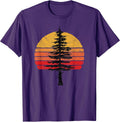 Retro Sun Minimalist White Pine Tree Illustration Graphic T-Shirt
