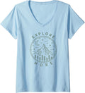 Womens Explore More Minimalist Mountains Hiking Hiker Rock Climbing V-Neck T-Shirt