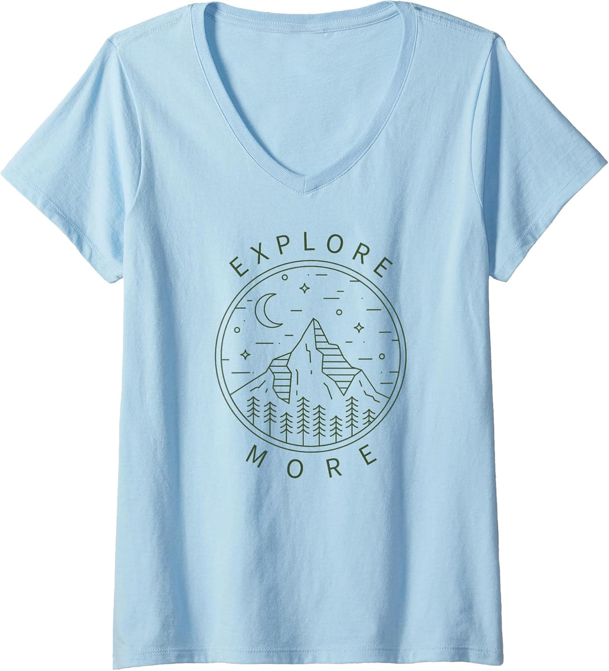 Womens Explore More Minimalist Mountains Hiking Hiker Rock Climbing V-Neck T-Shirt
