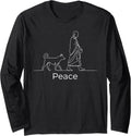 Peace Minimalist Zen Art Walk for Peace Monks with Aloka Dog Long Sleeve T-Shirt