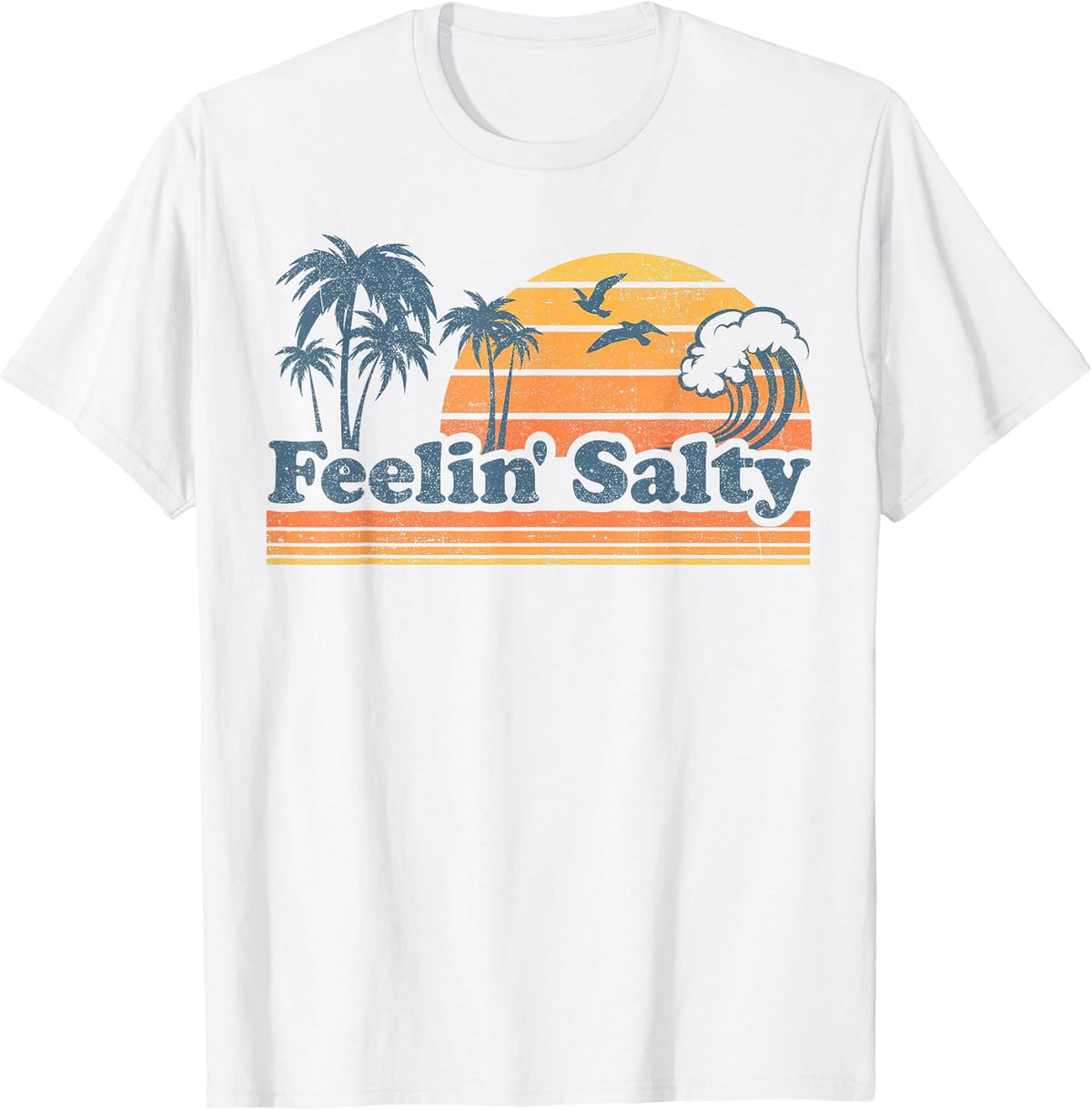 Funny Feelin Salty Beach Summer Vacation Vintage 70's Retro T-Shirt