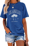 Women Los Angeles Graphic T Shirts California Letter Print Short Sleeve Tee Loose Casual Tops