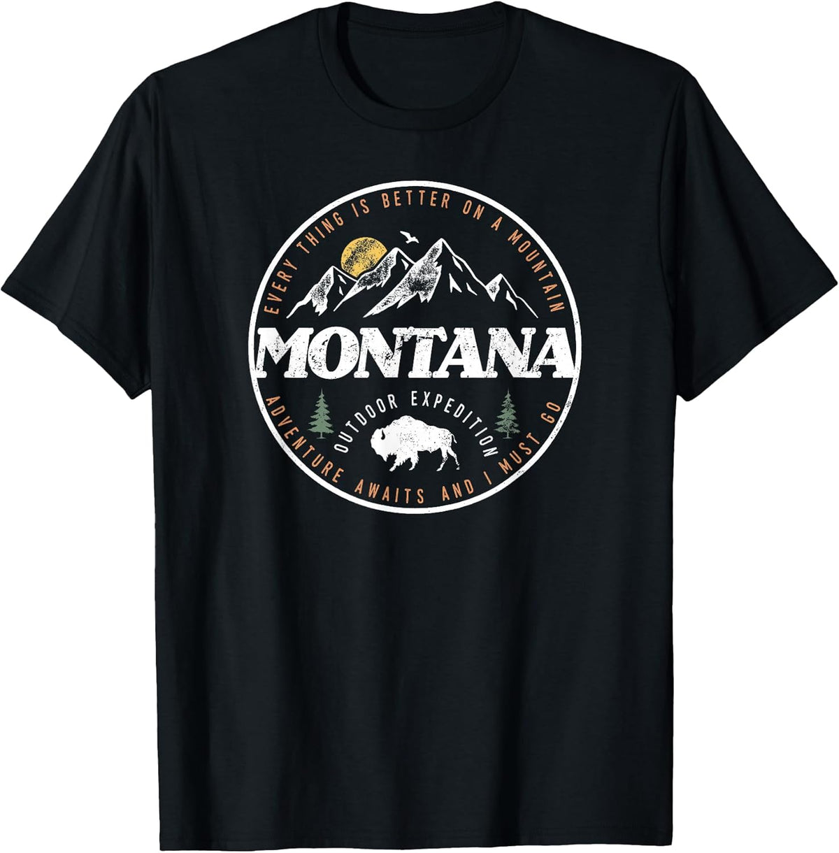 Montana Retro Vintage Mountain Outdoors State Graphic T-Shirt