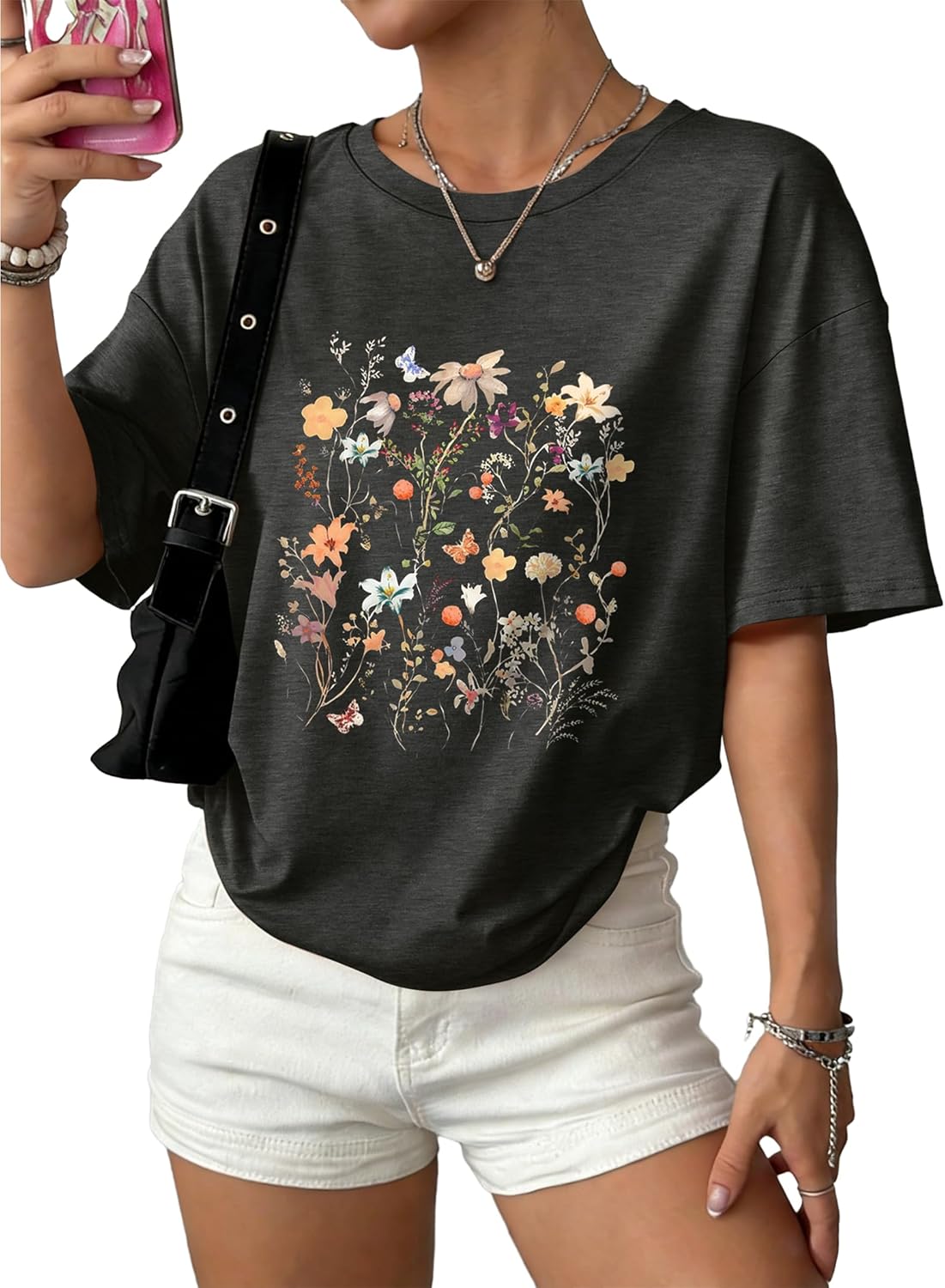 Oversized Tshirts for Women Summer Crew Neck Short Sleeve Graphic Tees Casual Loose Fit Workout Tops 2026