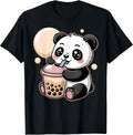 Cute Kawaii Panda Drinking Boba Bubble Tea Aesthetic T-Shirt