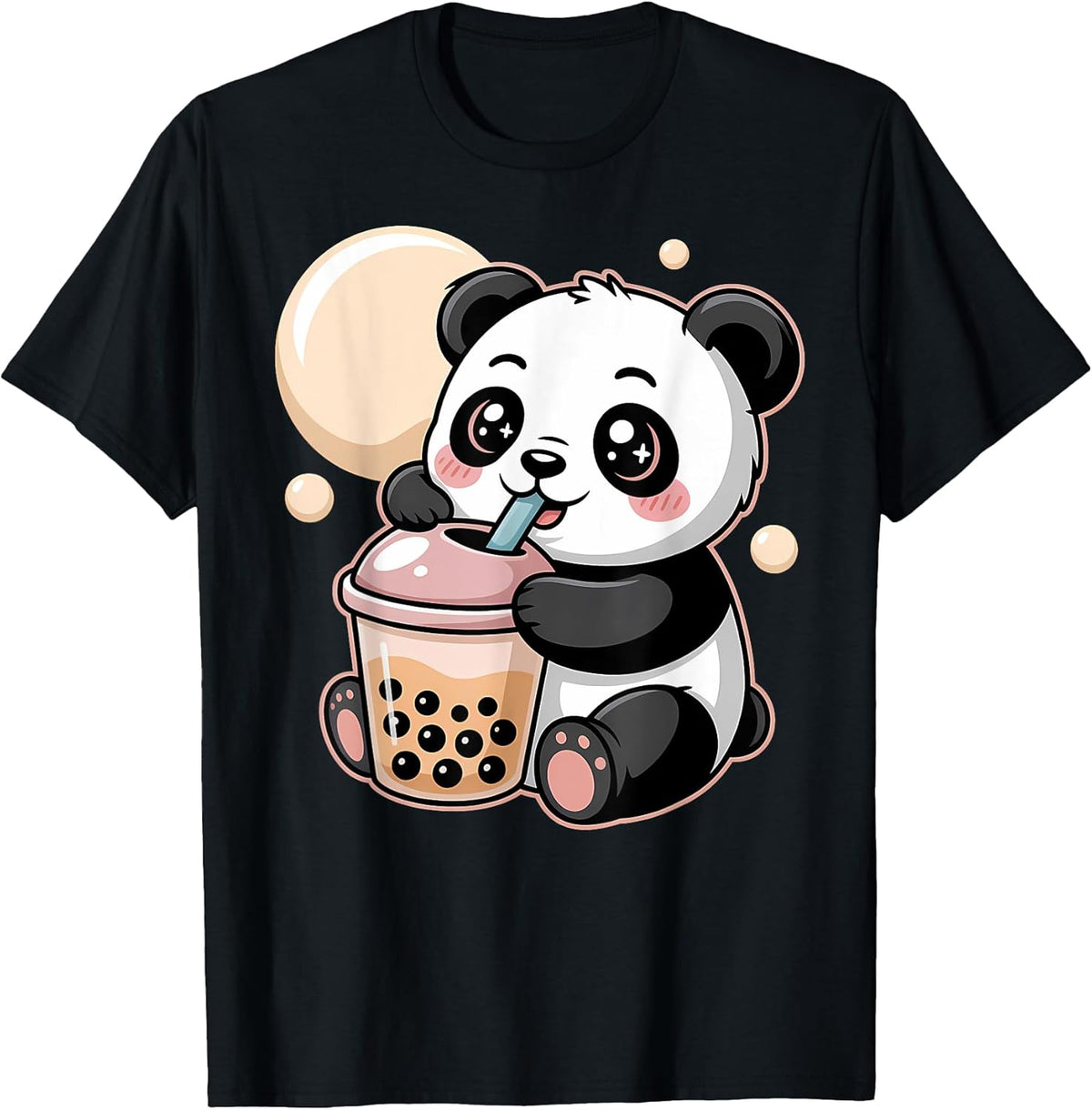 Cute Kawaii Panda Drinking Boba Bubble Tea Aesthetic T-Shirt