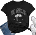Womens Los Angeles California T-Shirts Funny Letter Printed Vintage Graphic Casual Workout Tops Holiday Tee Shirt