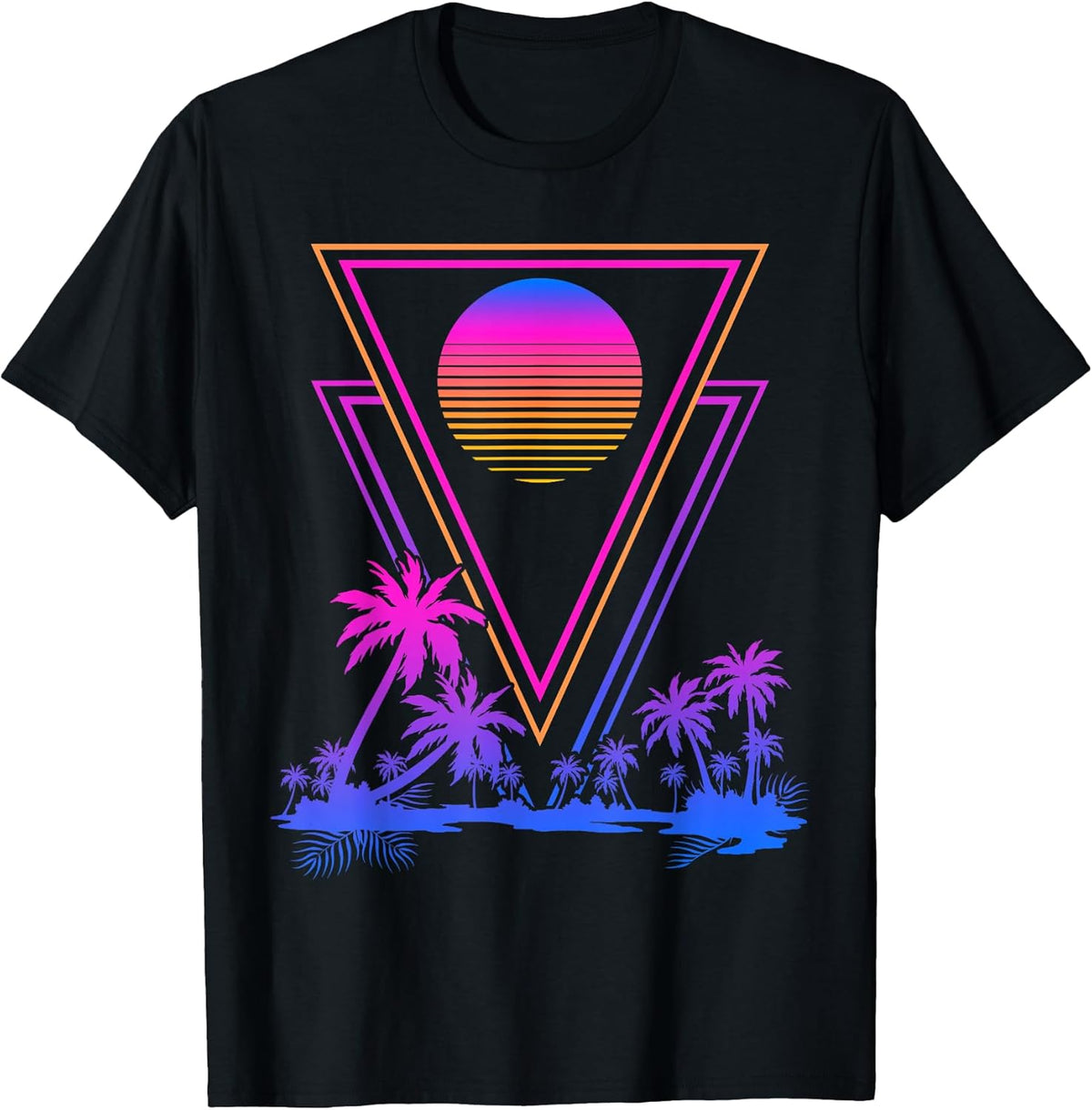 Retro Synthwave Aesthetic 1980s Palm Trees 90s Vaporwave T-Shirt
