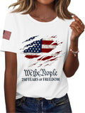 Short Sleeve Independence Day Women’s 250th Anniversary USA Shirt 2026 American Flag Retro Graphic Tee