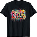 Boys Bruh Meme Funny Saying Teens Graffiti Aesthetic Kids T-Shirt
