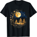 Mystical Sun and Moon with Woman Mystical Flowers Aesthetic T-Shirt
