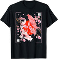 Japanese Cherry Blossom Koi Carp Fish Sakura Aesthetic Art T-Shirt
