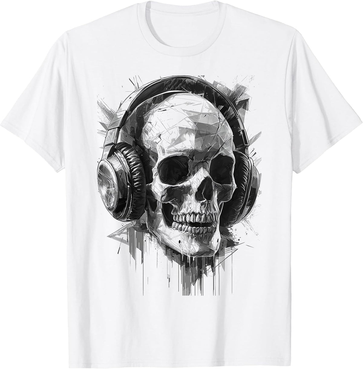 Skull with Headphones | Minimalist Design | Graphic T-Shirt